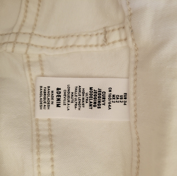 H&M White Curvy Jeggings Ultra High Waist Ankle Lenght Skinny‎ Size 2 & Denim - Picture 9 of 10